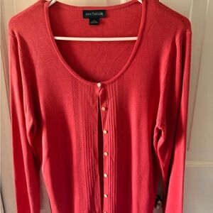 Ann Taylor Vibrant Salmon Silk Cardigan NWOT